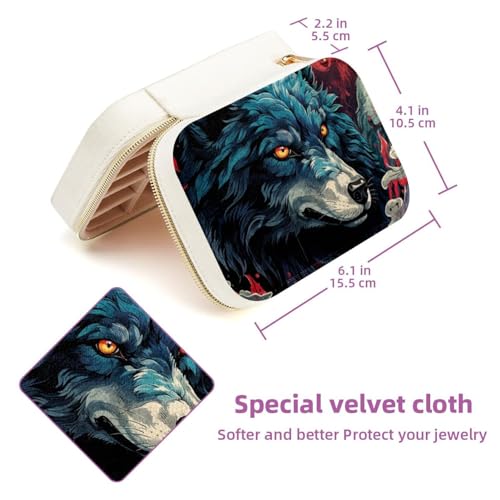 Boîte à bijoux loup : support de rangement spacieux pour bagues et colliers