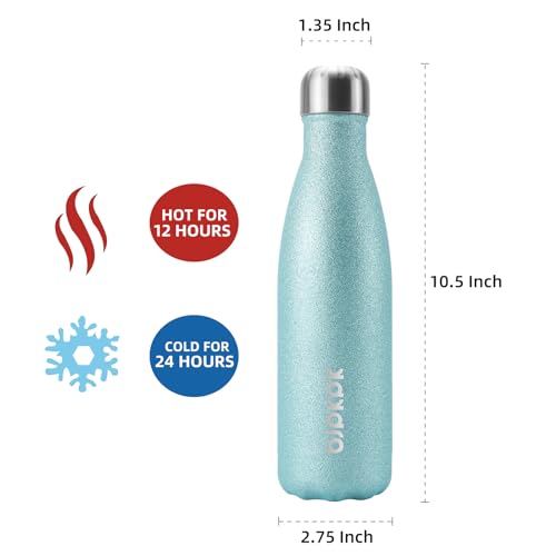 Image of BJPKPK 17oz Insulated Water Bottles Stainless Steel,Sports Water Bottles Keep Cold for 24 Hours and Hot for 12 Hours,BPA Free,Glitter Ice Blue