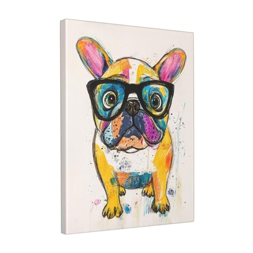 Graffiti French Bulldog Canvas Wall Art Colorful Banksy Frenchie ...