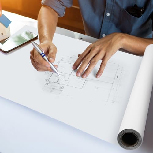 Ctosree 36 Inch x 20 Yards 1000H Design Vellum Roll Architectural Vellum Paper White Translucent Drafting Paper Roll for Drawing Sketching Architecture Building