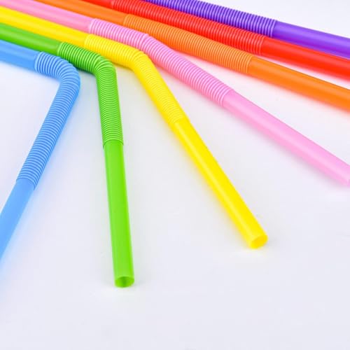 100 pitillos plásticos flexibles 6mm x 26cm multicolor miniatura 3