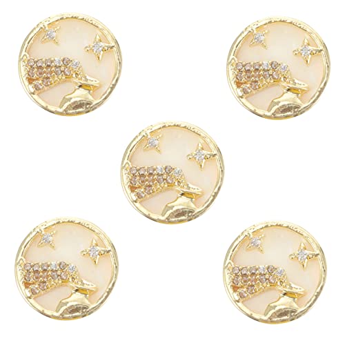NOLITOY 5Pcs Nail Art Charms Zodiac Nail Studs Stickers with Rhinestones for Manicure Birthday Nail Art Lovers