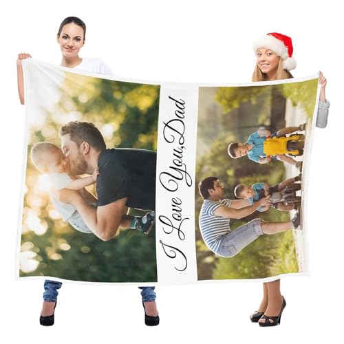 Image of inkArts Personalized Blanket, Custom Blanket with Photo, Customized Picture Blankets, Custom Photo Blankets, Personalized Fathers Day Blanket Gifts for Dad Baby Kid Family