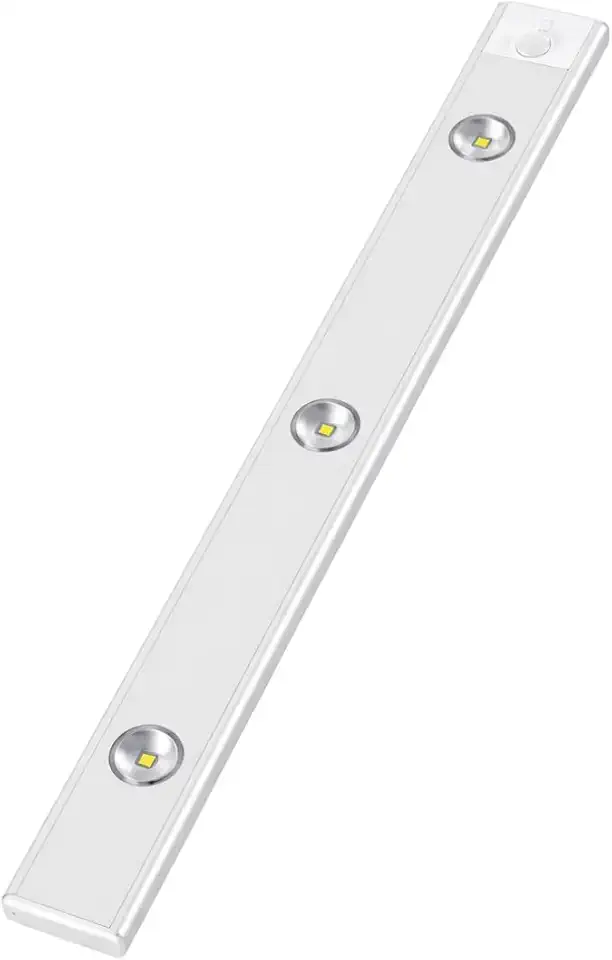 Luminária LED Barra 40cm Sensor Presença Recarregável USB-C Armário Cozinha Closet 3 Cores Dimerizável