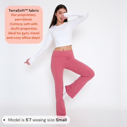 Image of Terractive Cuddle Flares for Women | TerraSoft Ultra Soft, Super Stretchy & Sweat-Wicking Flare Pants | High-Waist Tummy Tuck Workout & Lounge Pants