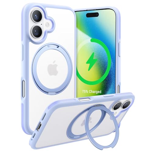 Image of TORRAS R Fusion Case Compatible with Wireless Charging iPhone 16, Magnetic Ring Charging, Protective Cover with Military Grade Protection Black (Blue)