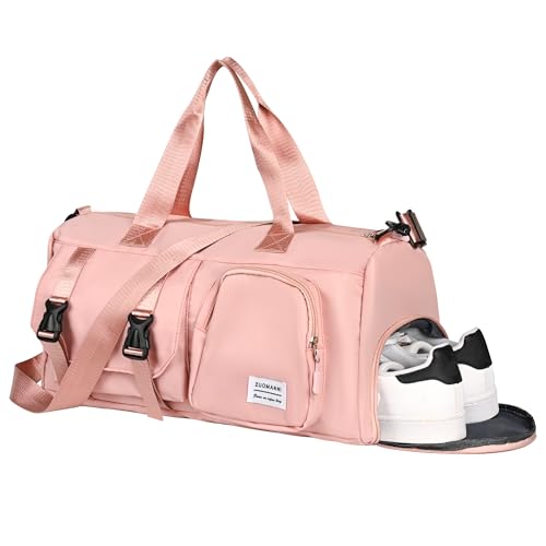 Siudaro Gym Bag for Women, Waterproof Travel Duffel Bags, Personal Item Travel Bag Weekender Bag with Shoes Compartment & Wet Pocket for Travel, Gym, Yoga，Black Color