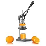 Mahlzeit Edelstahl Saftpresse manuell | Hebel Zitruspresse | Handpresse, Fruchtsaftpresse, Orangenpresse, Zitronenpresse für mehr Saft | Entsafter für Orangen, Zitronen, Limetten (Grau)