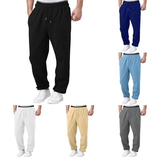 Boys Baggy Sweatpants, Straight Leg Open Bottom Casual Elastic Waist Joggers Sweat Pants with Pockets