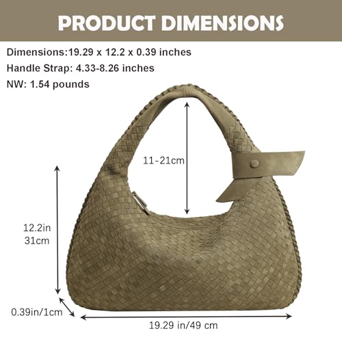 Bolso tipo Tote tejido en ante sintético verde para mujer miniatura 2