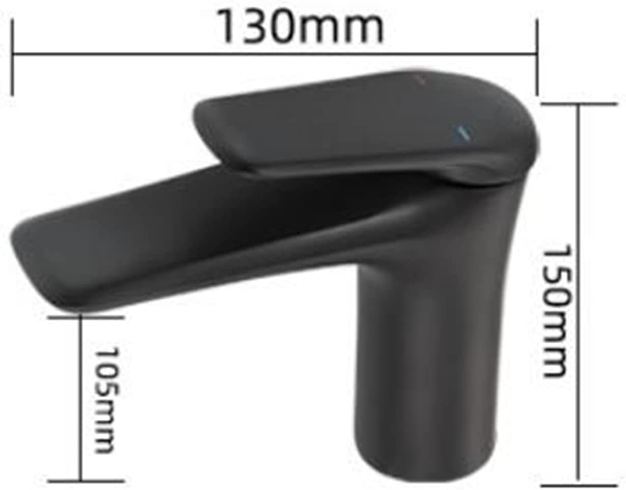 Ksunun Grifo de baño Grifo de lavabo de baño de latón Agua fría y caliente Grifo monomando de lavabo de un solo orificio Grifo aireador Grifo de lavabo Grifo monomando para lavabo de baño, negro alto