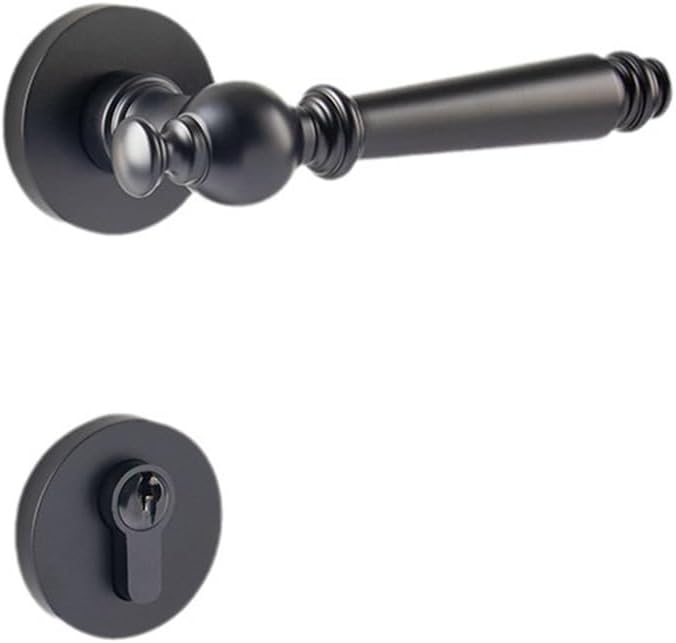 Brass Door Lock Black Indoor Bathroom Solid Wood Magnetic Mute Bedroom Locks