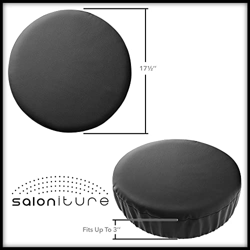 Saloniture 2-Pack Round Stool Seat Cover, 17-1/2 Inch Waterproof Slipcover For Swivel Chair Or Barstool - Black #TOP6