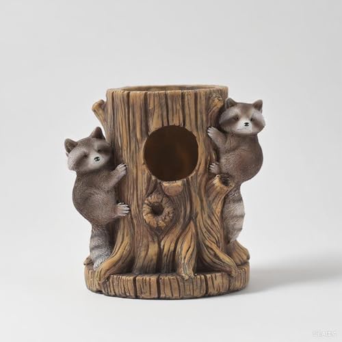 Pot de fleurs souche décorative : sculpture rustique artisanale de jardin