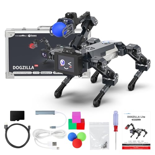 Yahboom AI Embodied Intelligent Robot Dog, 15DOF, Programming Education AI Roboterhund with Robotic Arms, Thinking Roboter Hund, APP Controlled Visual Recognition Robot Pet (DOGZILLA-LITE with Pi CM5)