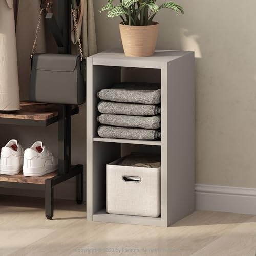 Furinno Cubic Closet Organizers and Storage, 2-Cube Closet Organizer, Open Shelf Closet Storage, Extra Thick Frame for Wardrobe, Bedroom, Living Room, Light Grey by Furinno - Used condition - US$24.60