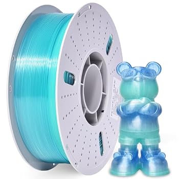 PINBALL PETG Rainbow Clear 3D Printer Filament 1.75mm, Multicolor Translucent PETG Filament, Accuracy +/- 0.02 mm, 1kg Spool (2.2lbs), Glass Blue