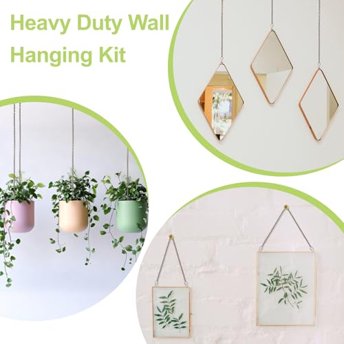 Image of Picture Hanging Kit with 4Pcs 2M Picture Hanging Chains & 12Pcs Hooks, Heavy Duty Metal Display Chain for Photo Frames Artworks Mirror(Bronze)