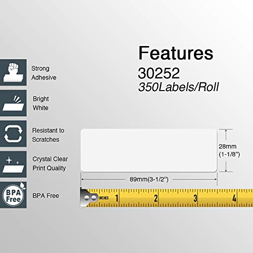 Betckey - Compatible Dymo 30252 (1-1/8" X 3-1/2") Address & Barcode Labels - Compatible With Dymo Labelwriter 450, 4Xl & Zebra Desktop Printers [28 Rolls/9800 Labels] #TOP1