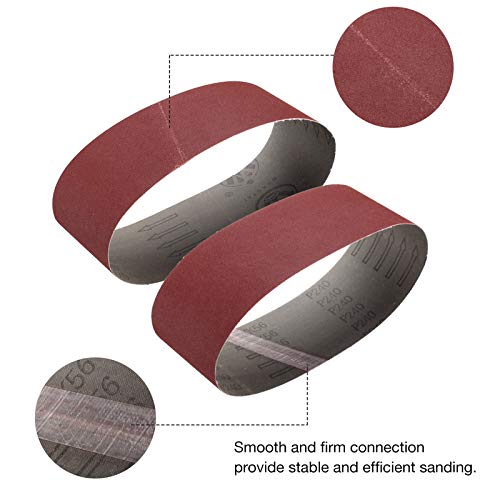 Miady 1-Inch X 30-Inch Aluminum Oxide Sanding Belts, 80/120/150/240/400 Assorted Grits, 15-Pack (3×21 Inch) #TOP3