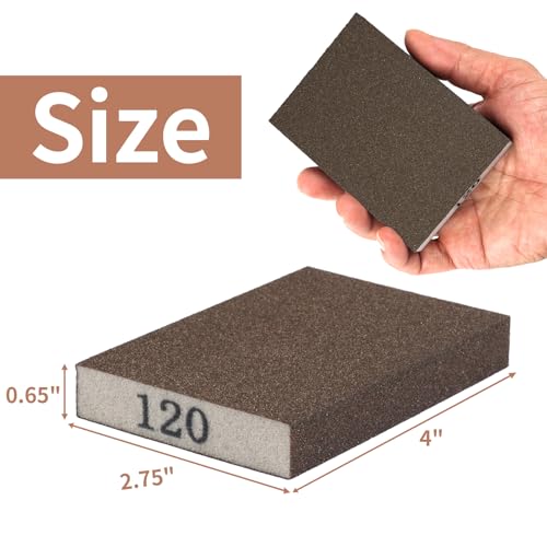 Image of 8 Pack Sanding Sponge Block, Wet Dry Sandpaper Sand Paper for Drywall Wood | 120 Grit, Washable & Reusable for Wall Metal Glasses Furniture