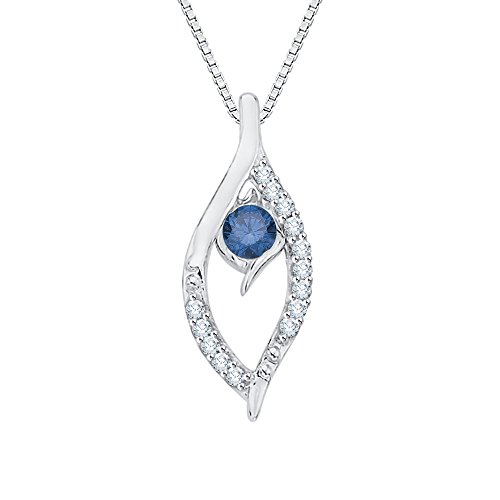 KATARINA Blue and White Diamond Fashion Pendant Necklace in 10K White Gold (1/10 cttw, G-H, I2-I3)