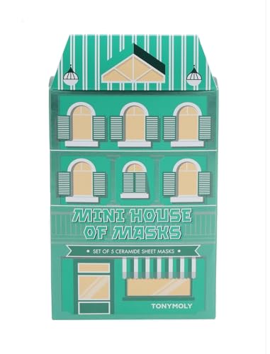 TONYMOLY Mini House of Masks 5pc Ceramide Acid Sheet Mask Set – Hydrating & Barrier-Repair Korean Face Masks with Hyaluronic Acid – Strengthens Skin Barrier, Moisturizes & Soothes, K-Beauty Gift Set