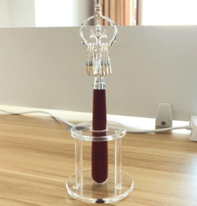 Scifimp禅杖 タントラ仏教儀式用具 1 個入り 無垢材・合金ハンドル ゴールドメタル仕様 コンパクト持ち運び可能 仏教寺院用