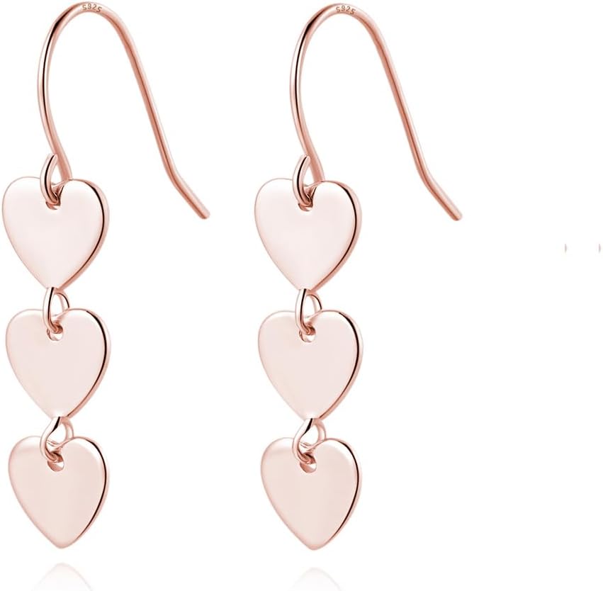 Reffeer Solid 925 Sterling Silver Love Heart Drop Earrings for Women Teen Girls Sweet Heart Dangle Earrings Hook Earrings - Image 8