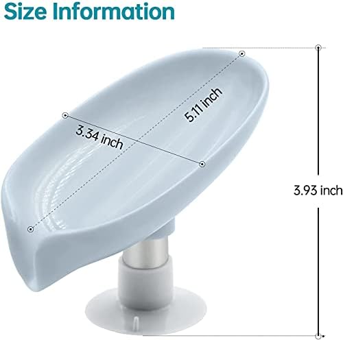 Pipihome 2Pcs Soap Holder, Leaf-Shaped Soap Dish, Leaf Shape Self Draining Soap Holder with Suction Cup Creative Soap Box Perforation-Free for Shower, Bathroom, Kitchen, Bath Tub (Gray+Green)