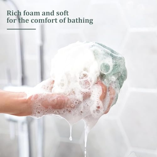 Image of Loofah Sponge Shower Loofahs 4 Colors Bath Sponges Body Scrubbers | Mesh Balls Luffa for Rich Lather Exfoliating Wash Back Scrubber Bathroom Men Women 4 Pack Cleaning Bathing Accessories