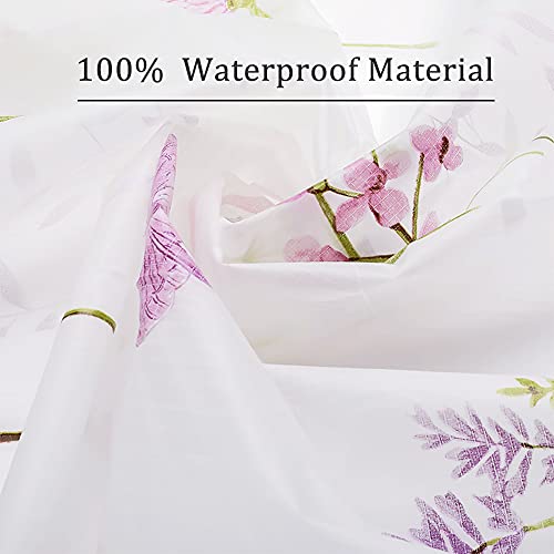 Shower Curtain Liner Wild Flowers And Butterflies Design Peva Odorless Water Proof (Floral, 72" W*72" L) #TOP2