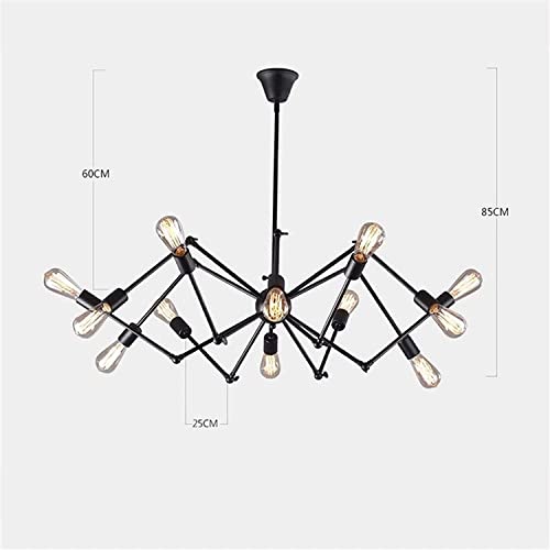 Lámpara satélite 12 luces de hierro con diseño araña industrial retro 3