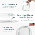 Luvan paquet de 2 1520Ml Grand récipient en verre Entreposage des aliments, prépa hermétiquement avec coffret à lunch BPA Gratuit & Fuite-Proof pour Micro-ondes, Four, Réfrigérateur et Lave-vaisselle Safe