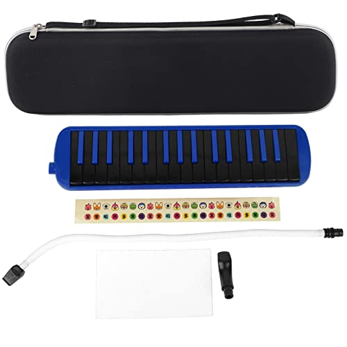 32 Key Melodica Instrument Keyboard,F32S Melodica Instrument With Storage Bag Blowpipe Mouthpiece for music Beginner Air Piano Keyboard (Blue)