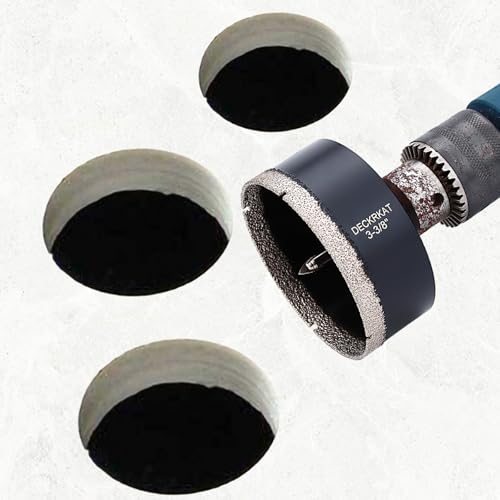 DECKRKAT 3-3/8"Diamond Hole-Saw Bits with Pilot Drill Bit - 3-3/8"Diamond Tipped Tile Hole Saws with Guiding Bit Accurate Drilling for Porcelain Tile Ceramic Pottery Granite Stone Glass Bottles 85mm by DECKRKAT - Image 7