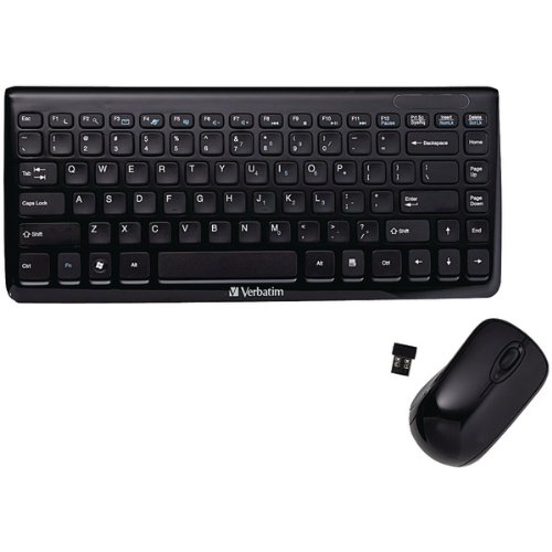 VER97472 - Verbatim Wireless Mini Slim Keyboard and Optical Mouse - Black