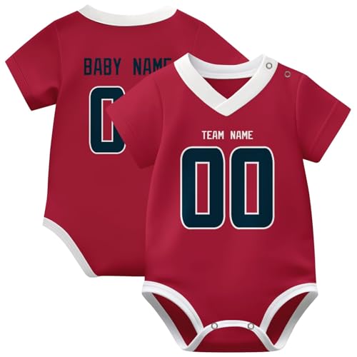 Image of KREDE Baby Clothes Unisex Bodysuit Jersey Style Custom Name Number for Baby Boys