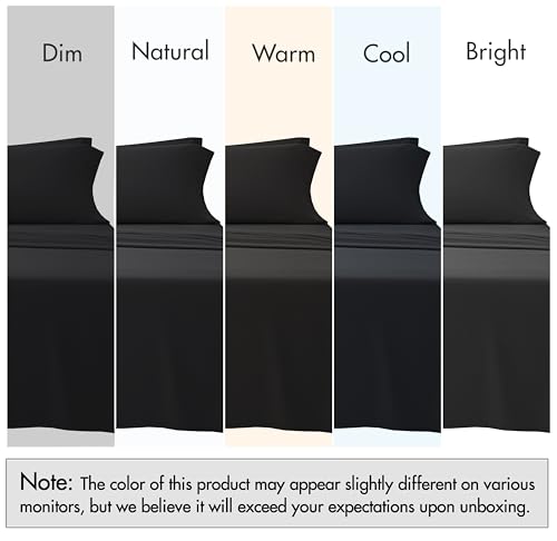Image of RUVANTI 100% Cotton Percale Sheets Split King Size - Crisp Cooling Bed Sheets for Hot Sleepers, Deep Pocket 16 inch, Soft Breathable & Durable Hotel-Style 5 Piece Set, Jet Black