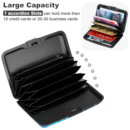 Image of Elfish RFID Blocking Credit Card Protector Aluminum ID Case Hard Shell Business Card Holders Metal Wallet for Men or Women, Graygreen Marble,