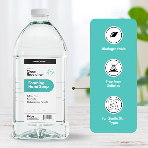Image of Clean Revolution Foaming Hand Soap Refill Supply Container, Ready to Use Formula, Spring Air Fragrance, 64 Fl Oz (Pack of 1)