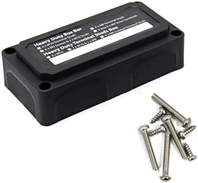 Tiardey Black 300A Bus Bar Box Heavy-Duty Module Design Power Distribution Block with 4X M8 Studs Terminal Battery Junction Block 12V - 48V DC for Marine Car Solar