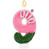 IDIJOLI Wicked Birthday Candle Pink and Green Number 9 Candle Birthday Cake Topper Cupcake Decor Witch Themed Party Decorations Anniversary Celebrations Supplies Favors