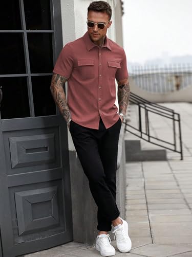 Image of GRECIILOOKS Shirt for Man | Classic Summer Shirt for Man | Men's Regular Fit Soft Cotton Blend Casual Shirts with Button Closure