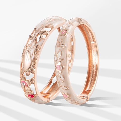 UJOY Colors Handcraft Jewelry Cloisonne Bracelet Enamel Hollowed Bird Spring Hinged Womens Bangles Gifts Box 88A31-55C492