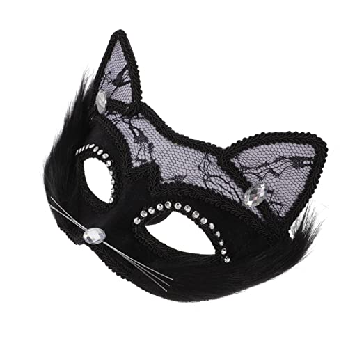 GALPADA Party Half Face Cat Mask for Adults Cosplay Masquerade Halloween Mask Animal Theme