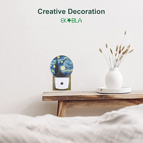 Image of EKOBLA Van Gogh Starry Night Night Light, Art Night Lights Plug Into Wall with Auto Sensor, 0.5W Sleep Friendly for All Ages