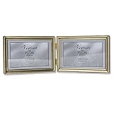 Lawrence Frames Antique Brass 4x6 Hinged Double Horizontal Picture Frame - Bead Border Design