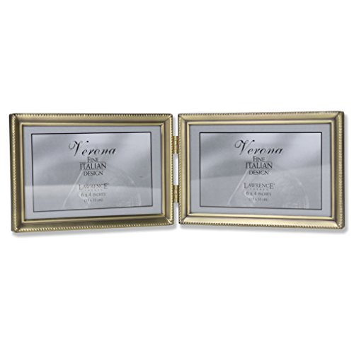 Lawrence Frames Bead Border Design, 6x4 Double, Satin Gold