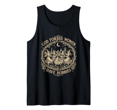 Image of God Forbid Women Have Hobbies Witch Dancing Moon Vintage Tank Top